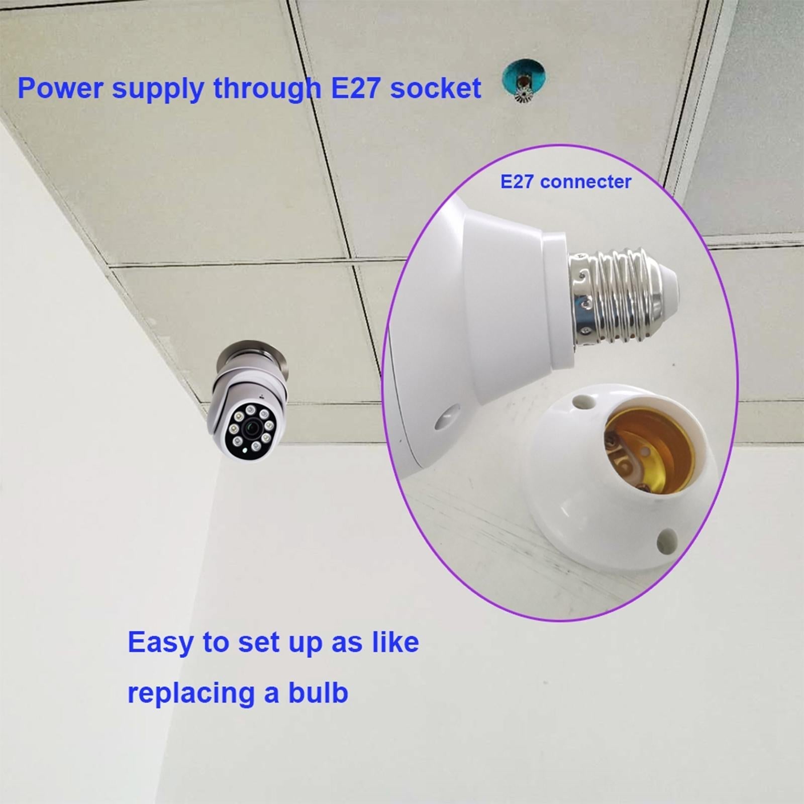 Outdoor Wifi Light Bulb Camera With Night Vision & Motion Detection - Tf Card Support