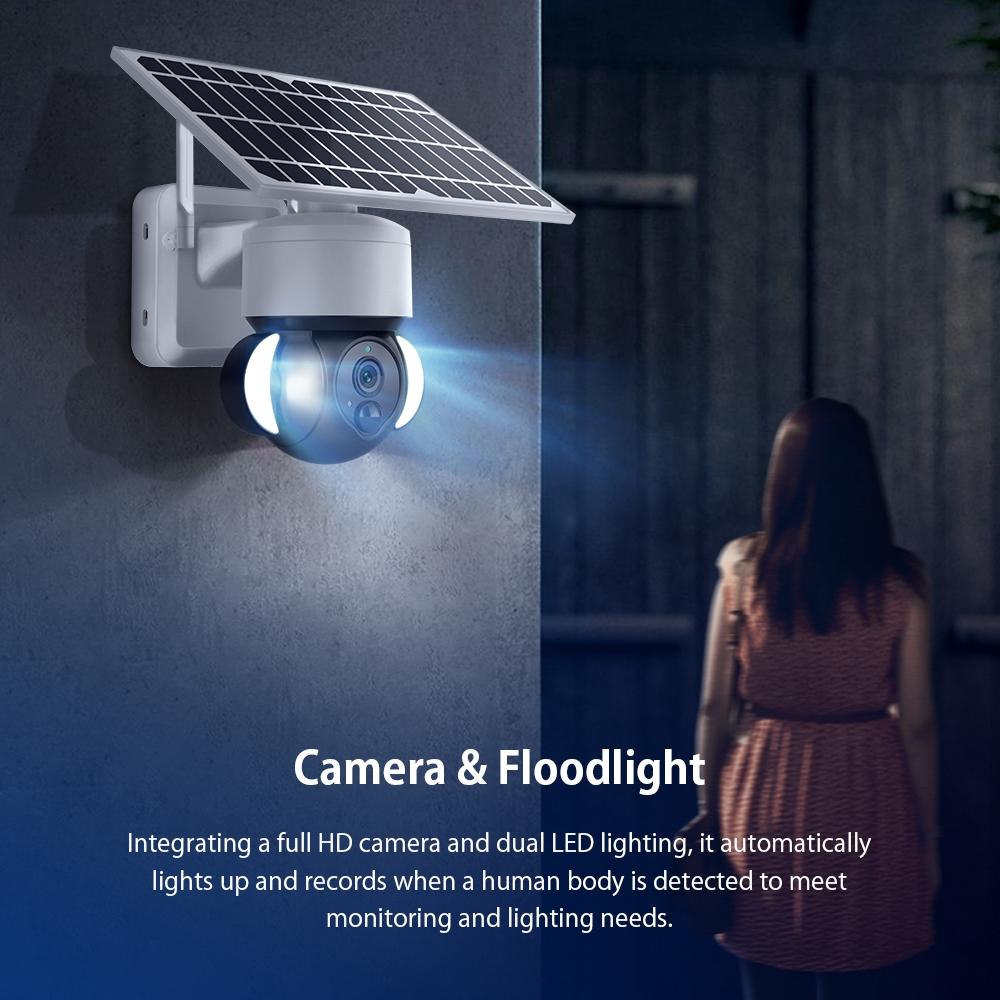 Solar Wifi Ptz Camera With Pir Detection - 2.4G - Battery Powered