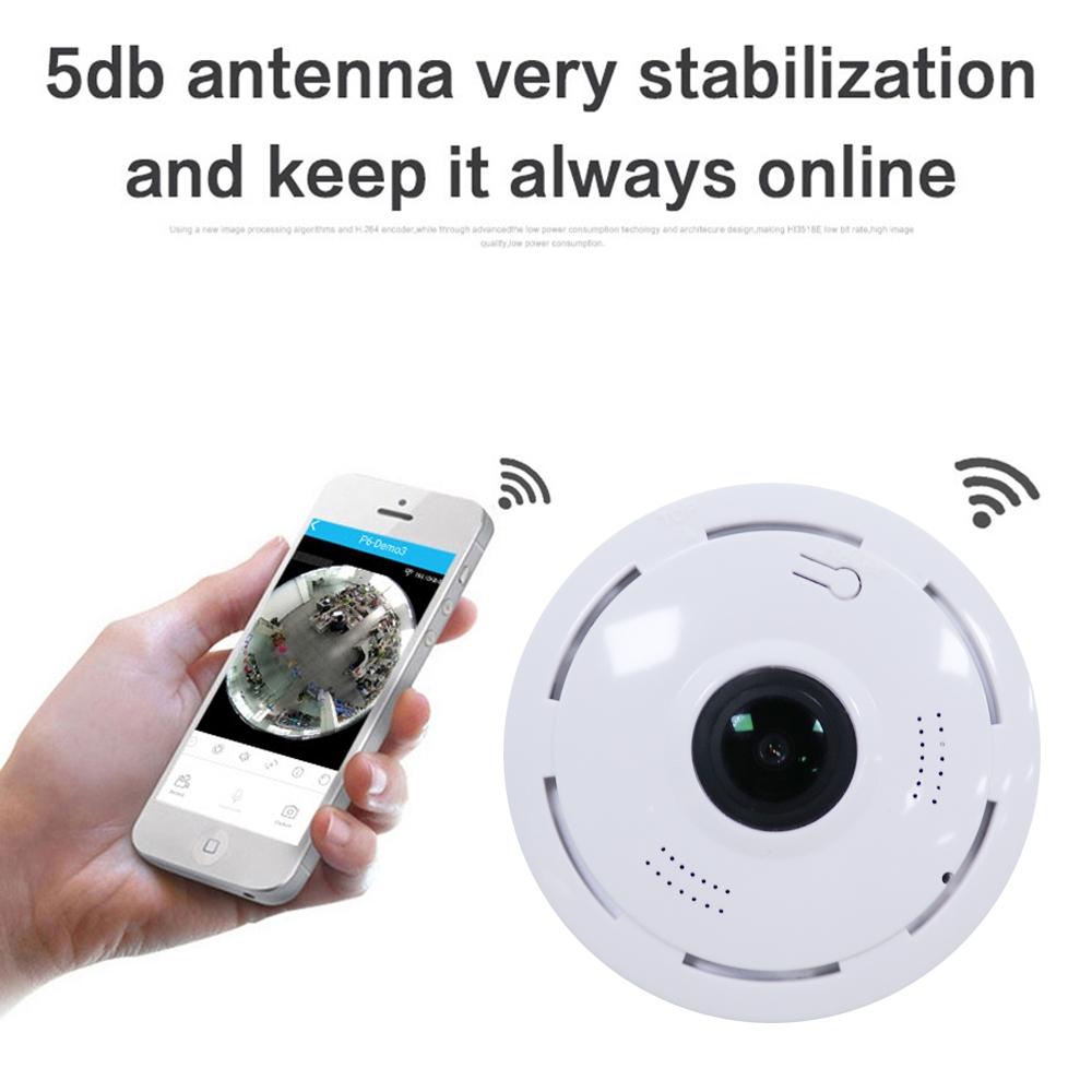 Smart Wireless Wifi Ip Camera With Fisheye Wide Angle Lens - 1.0Mp Tf Card Support Up To 128Gb