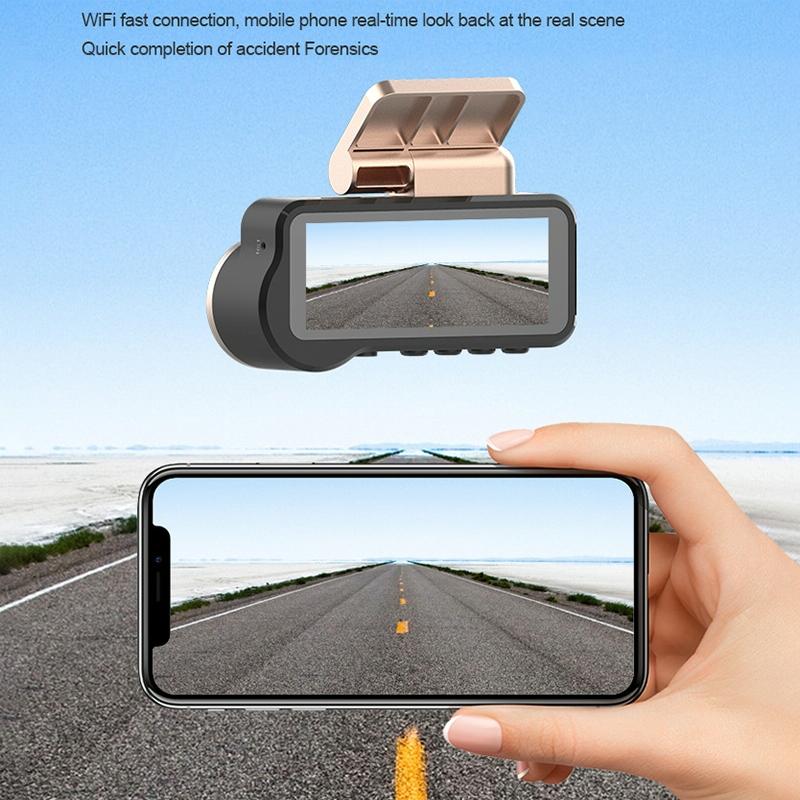 1080p Hd Night Vision Wifi Driving Recorder with In-car Camera - 3.16 Inch