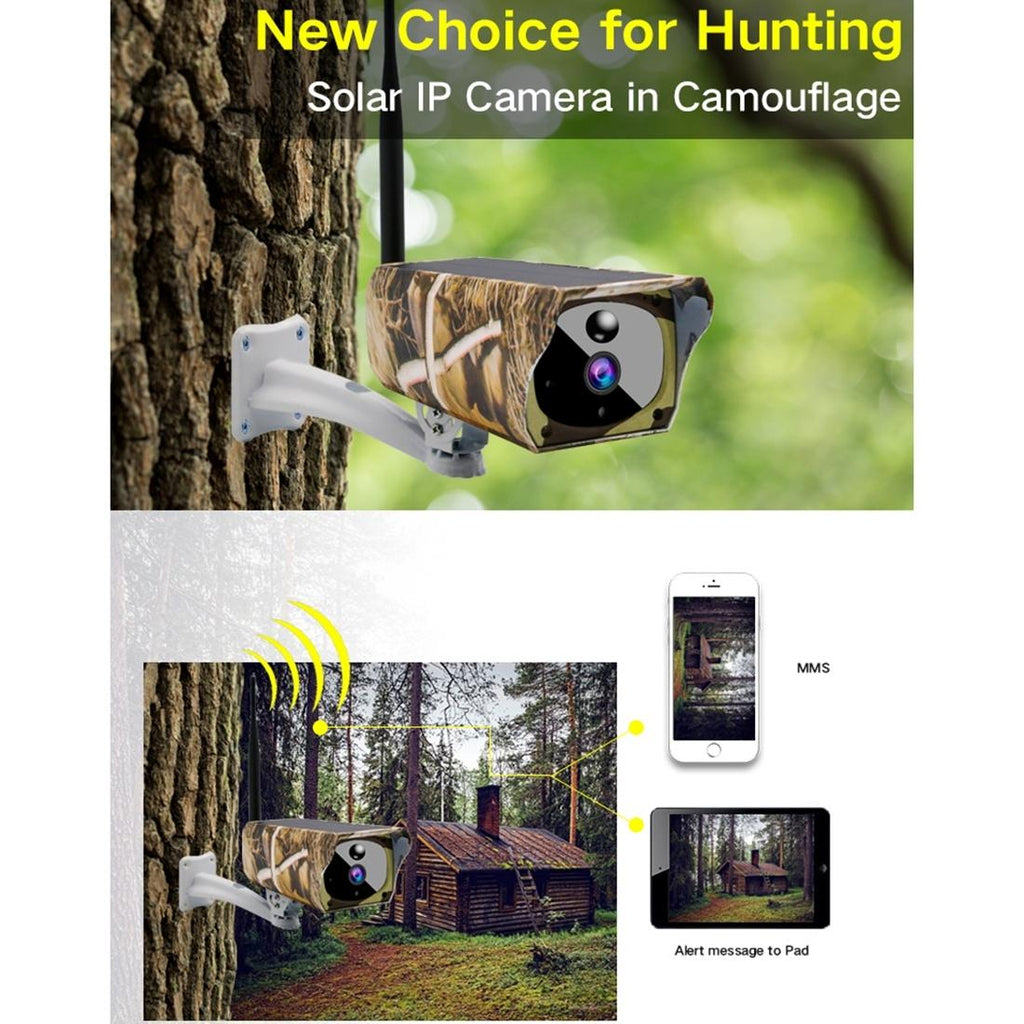 1080P Hd Solar Wifi Camera With Motion Detection & Night Vision - Maple Leaf Pattern