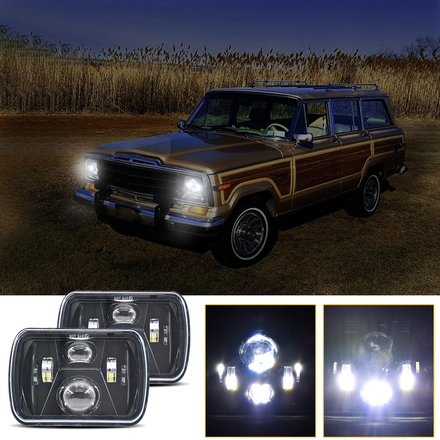 7 Inch 5X7 / 7X6 H4 Dc 9V - 30V 3500Lm 35W Car Square Shape Led Headlight Lamps For Jeep Wrangler