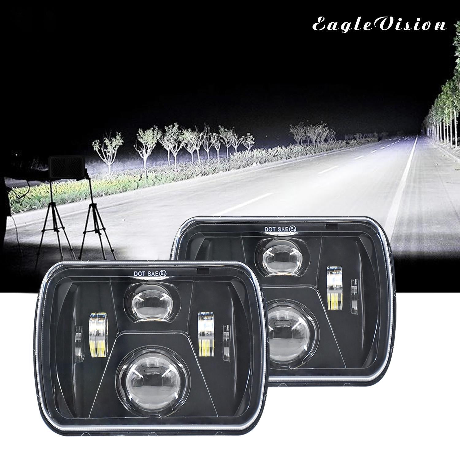 7 Inch 5X7 / 7X6 H4 Dc 9V - 30V 3500Lm 35W Car Square Shape Led Headlight Lamps For Jeep Wrangler