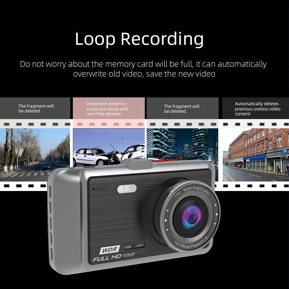 Hd 1080p Dual Camera Car Recorder with 4 Ips Screen and 170 Degree Wide Angle