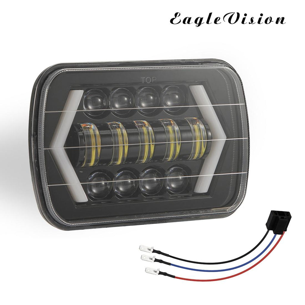 7 Inch H4 Dc 9V - 30V 3000Lm 6000K 30W Ip67 8Led Lamp Beads Car Square Shape Led Headlight Lamps For Jeep Wrangler