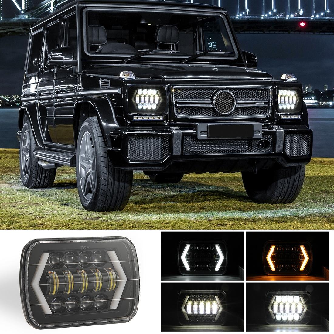 7 Inch H4 Dc 9V - 30V 3000Lm 6000K 30W Ip67 8Led Lamp Beads Car Square Shape Led Headlight Lamps For Jeep Wrangler
