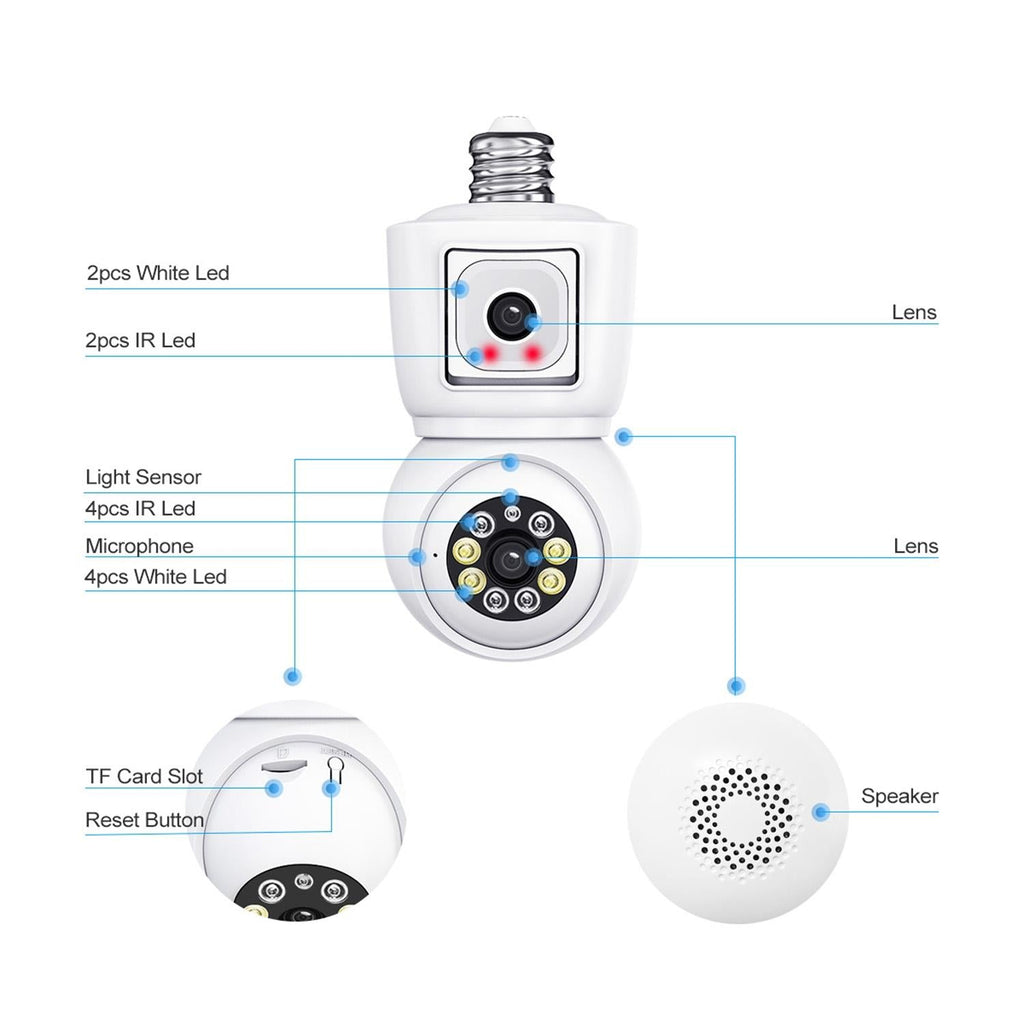 Waterproof Wifi Dual Lens Camera With Motion Detection And Two-Way Audio