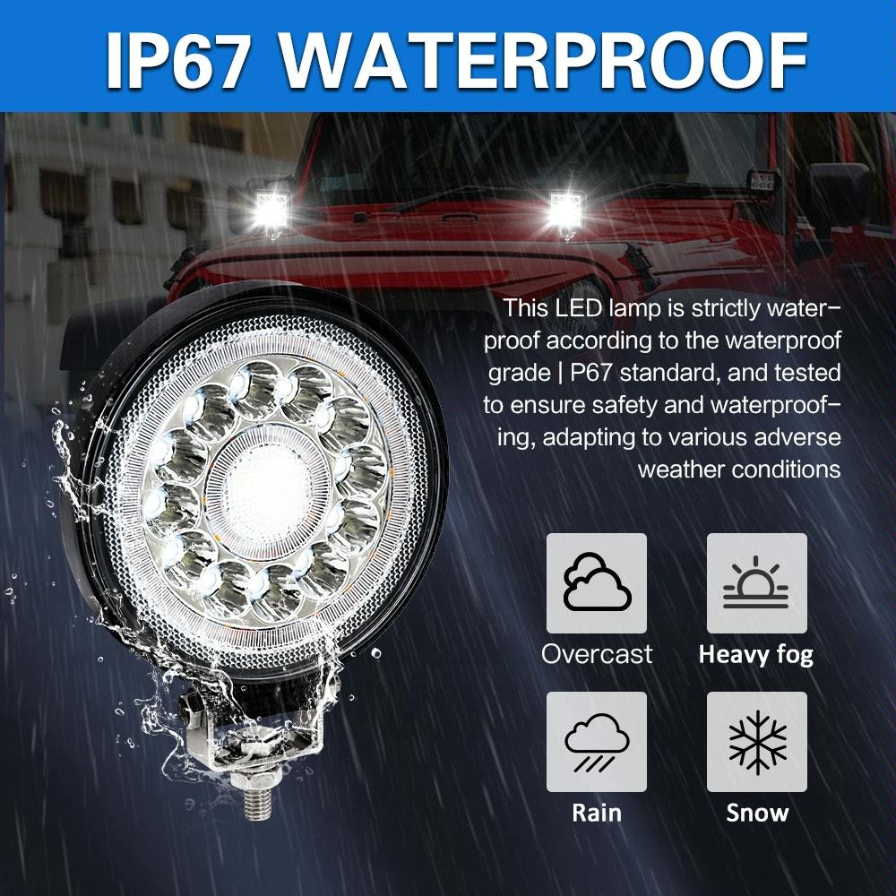 1 Pair 4 Inch Round Double Circle Angel Eye Work Light Black