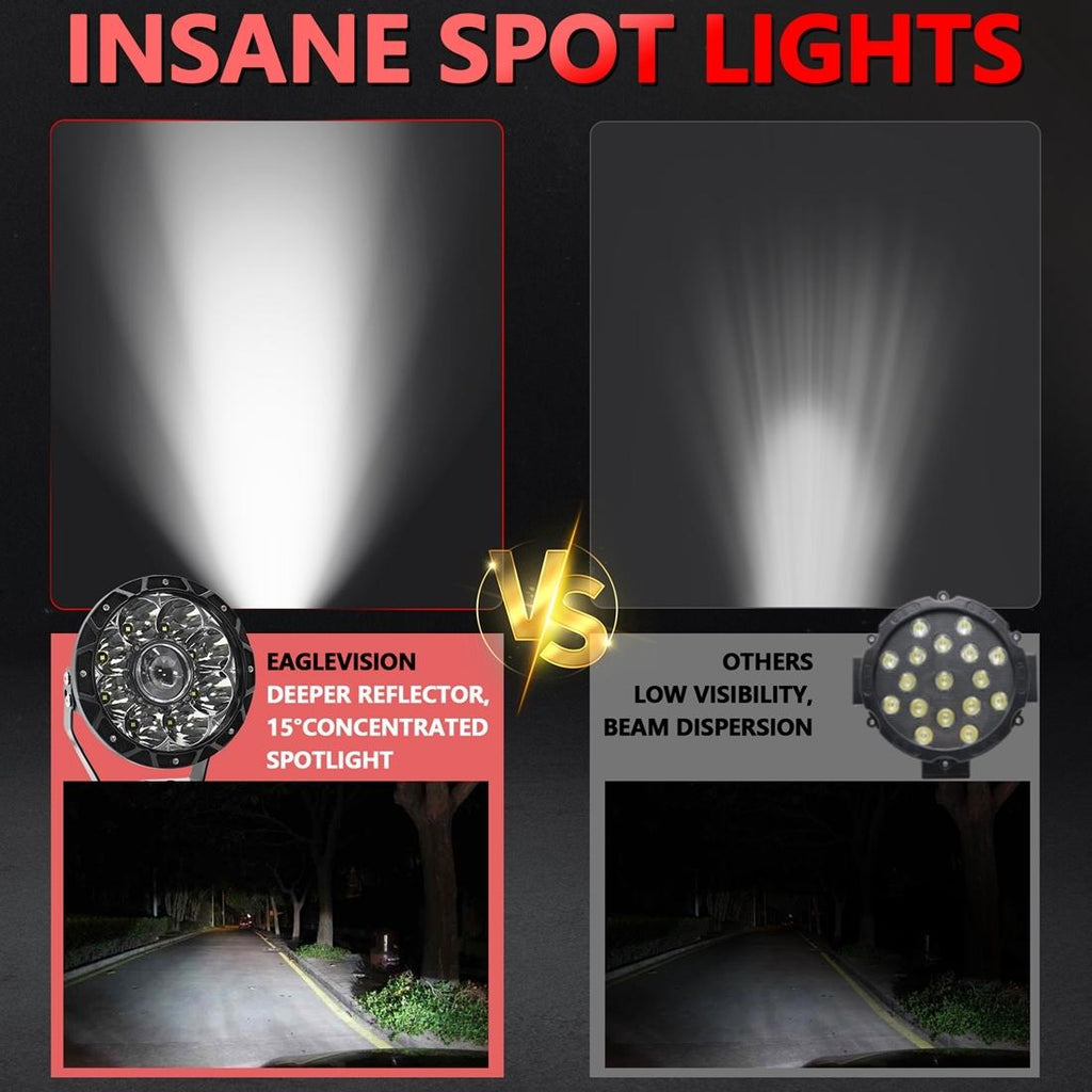 55W 6000Lm / 6000K Off - Road Vehicle Round Work Light - White