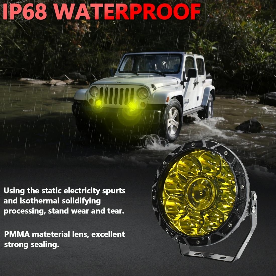 55W 6000Lm / 6000K Off - Road Vehicle Round Work Light - White