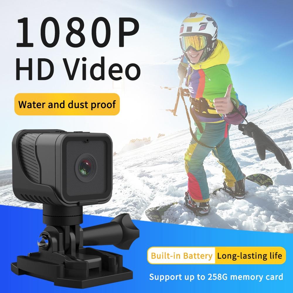 Waterproof Mini Action Camera With Night Vision And Ring Bracket - Black