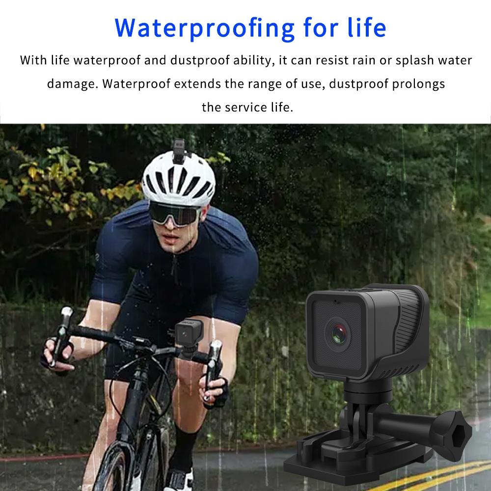 Waterproof Mini Action Camera With Night Vision And Ring Bracket - Black