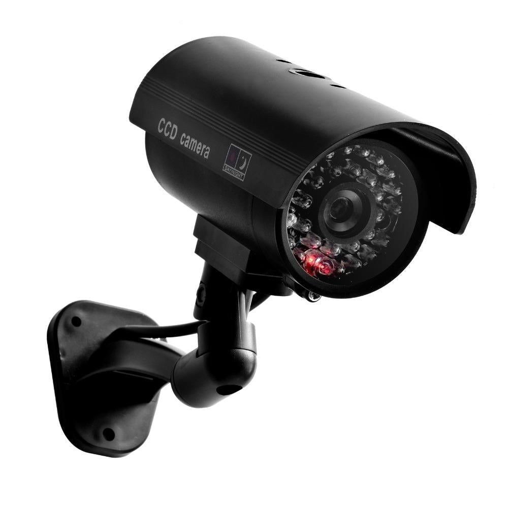Realistic Dummy Cctv Camera With Flashing Led - Waterproof - Black