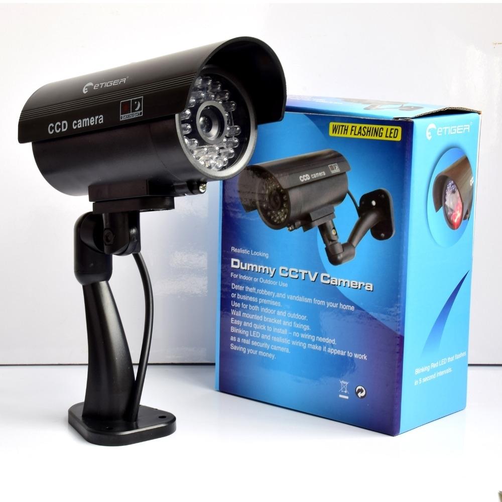 Realistic Dummy Cctv Camera With Flashing Led - Waterproof - Black