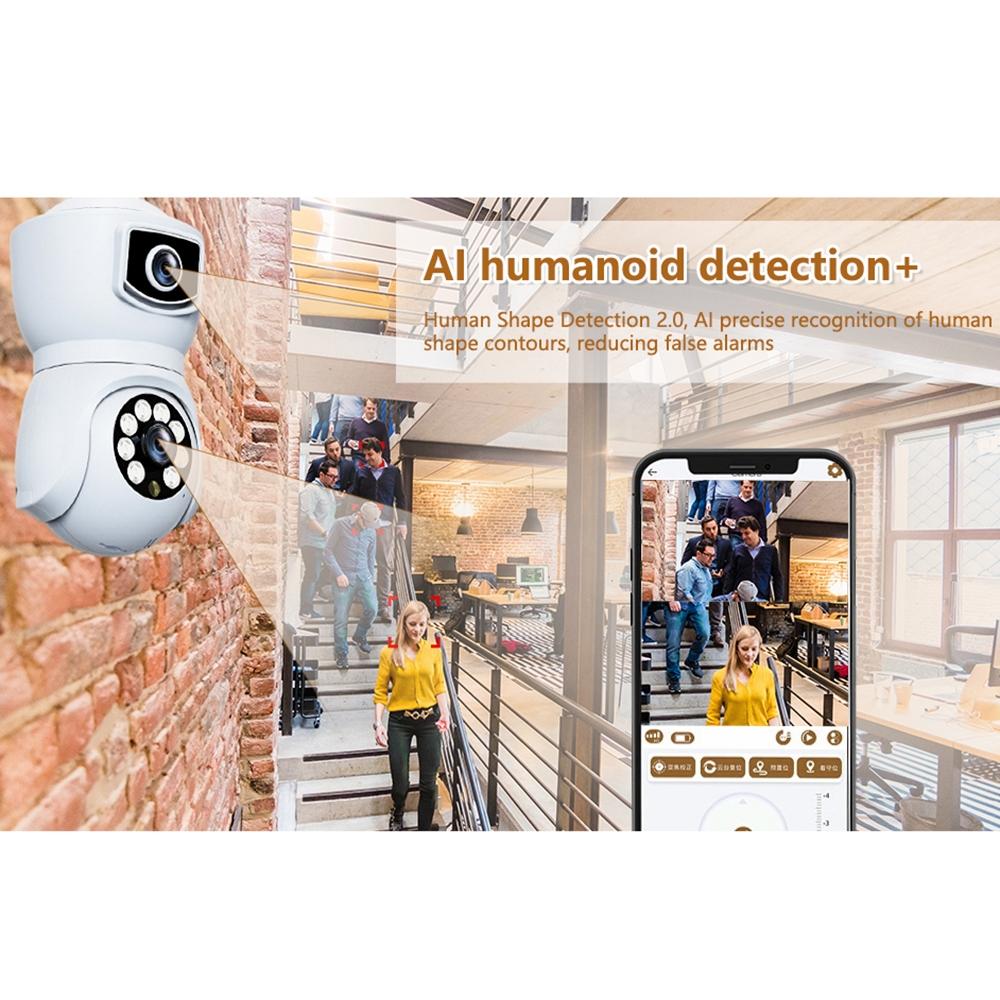 Smart Dual-Lens Motion Tracking Camera With Voice Intercom - White