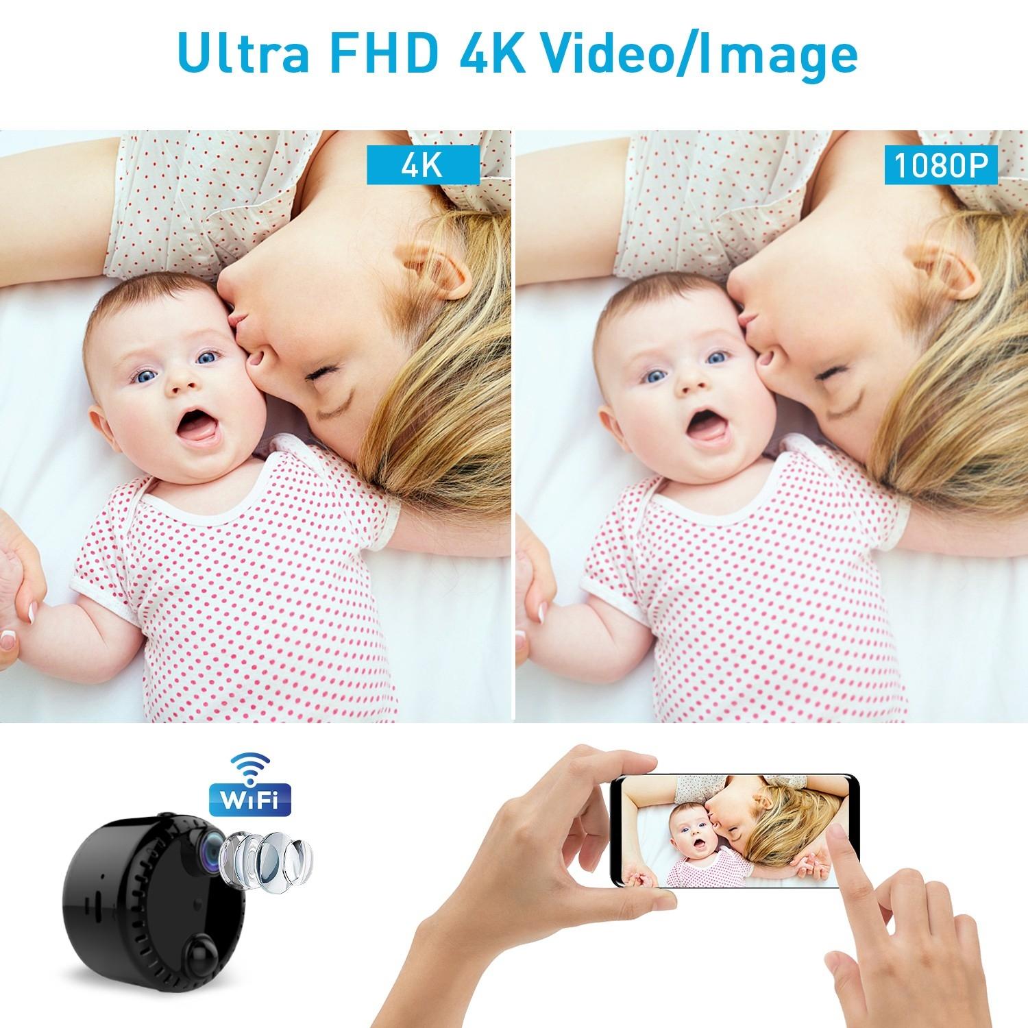 Hd Night Vision Wifi Camera For Home Monitoring - Black