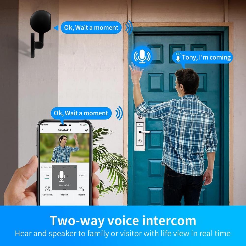 Wireless Mini Night Vision Camera With Wifi - Black