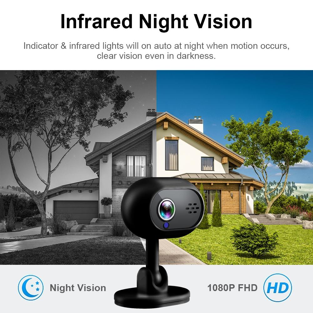 Wireless Mini Night Vision Camera With Wifi - Black