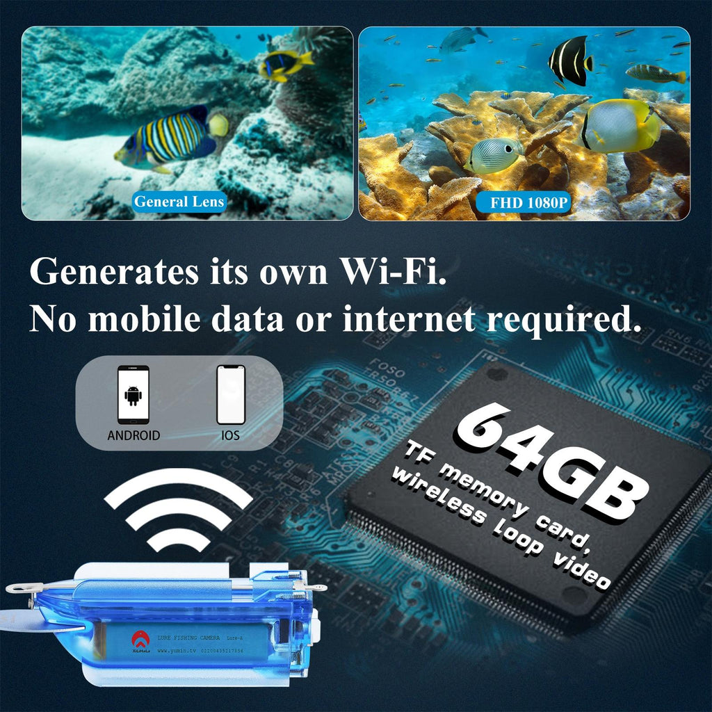 Wireless Underwater Fishing Camera With Loop Recording And Remote Control - Blue