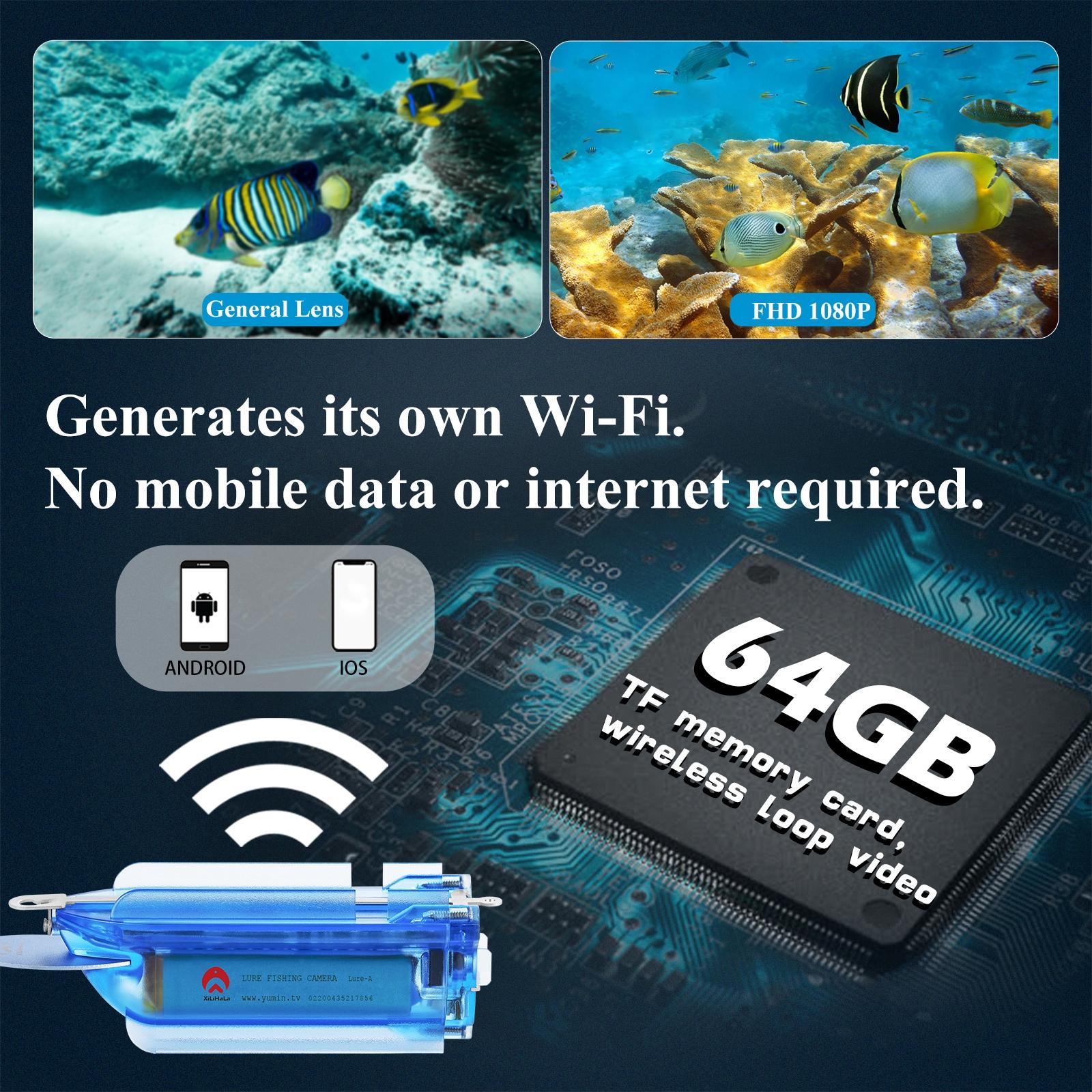 Wireless Underwater Fishing Camera With Loop Recording And Remote Control - Blue