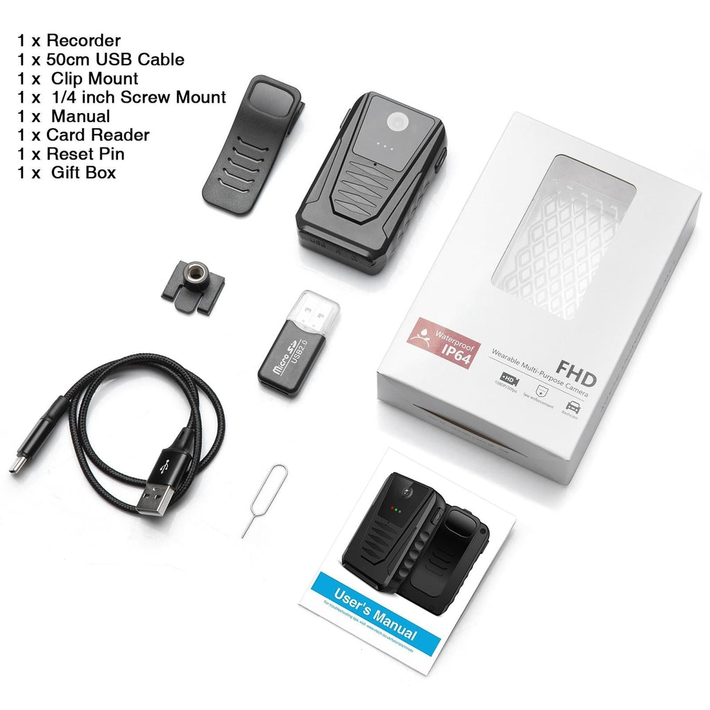 Portable Multifunctional Wearable Camera - 1080P Black