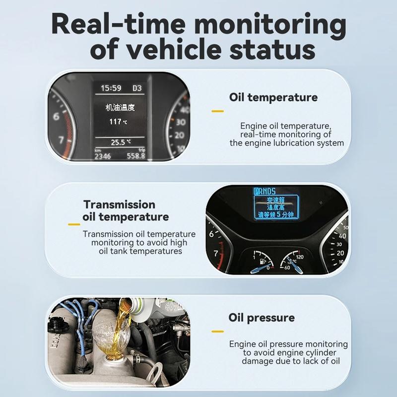 Vehicle Obd Head Up Display Multi Function Instrument For Oil Temp & Gearbox Monitoring - S100