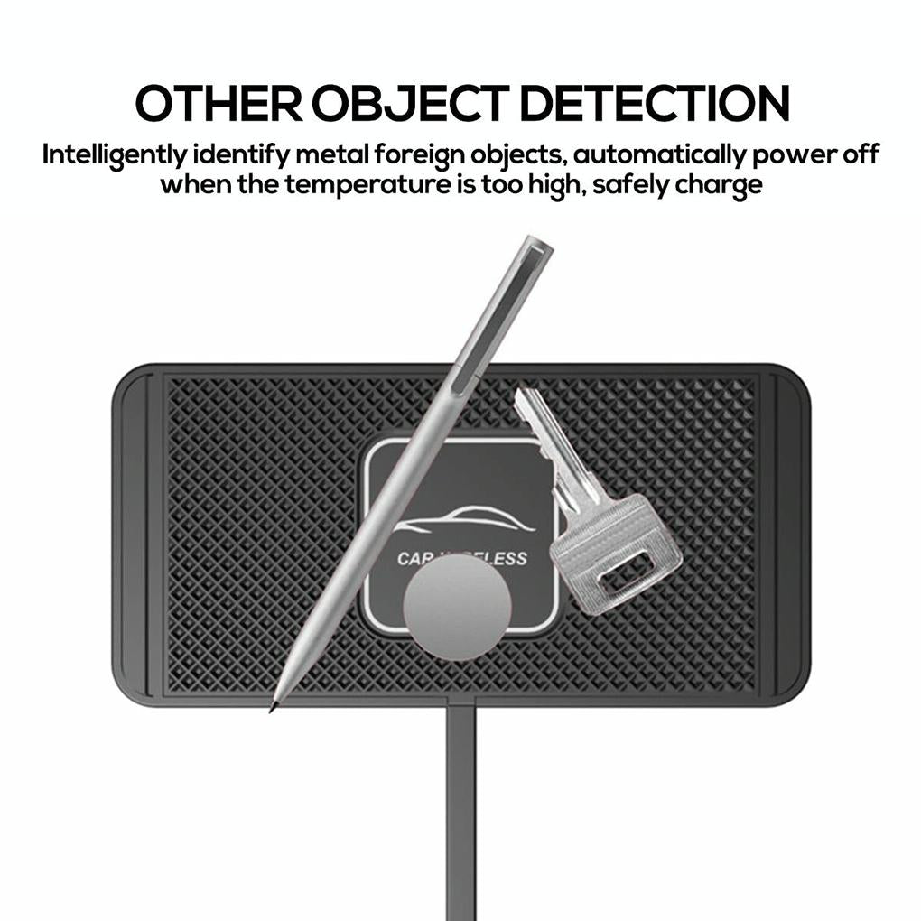 15w Car Wireless Charger with Anti-skid Mats and 1m Usb Cable - Black