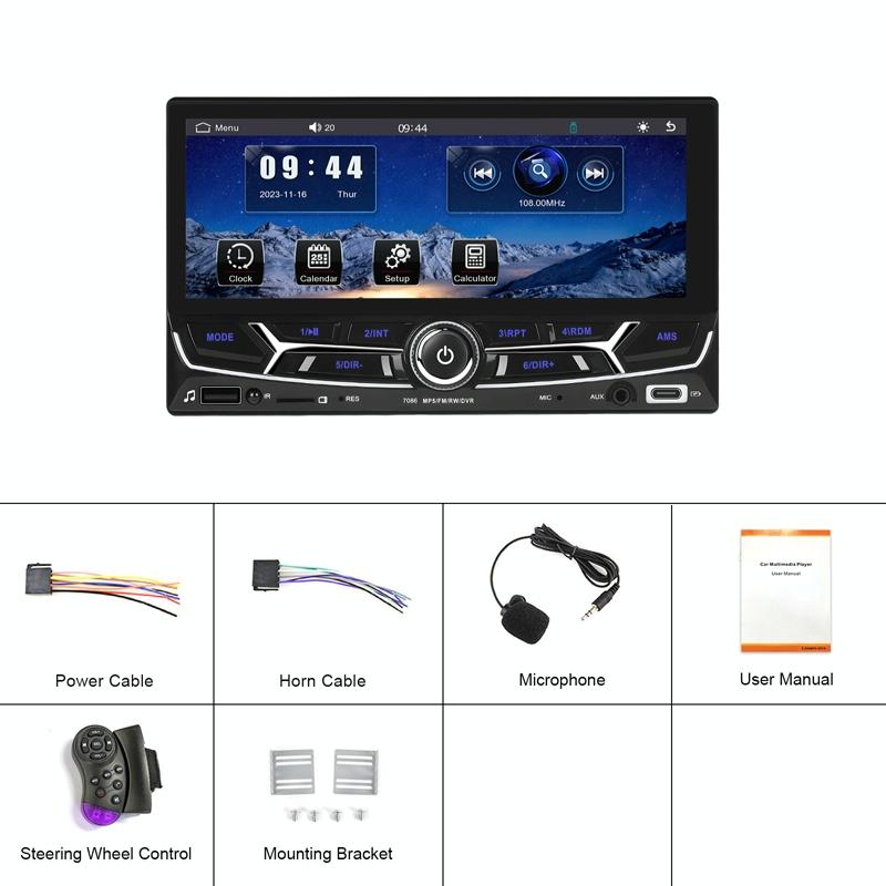6.86 Inch Dual Butt Mp5 Player W / Backup Camera Bluetooth Carplay