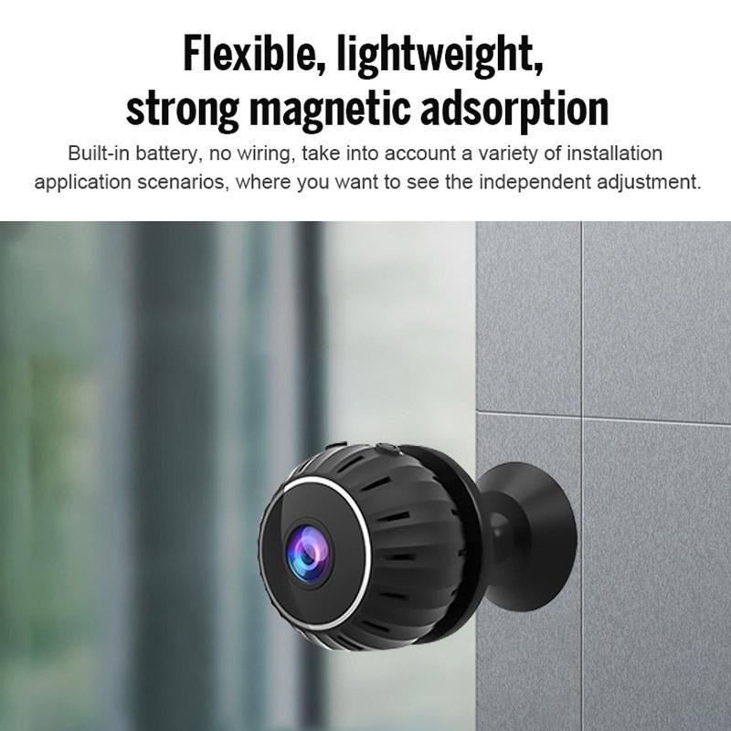 Mini Wifi Camera With Infrared Night Vision And Base - Black