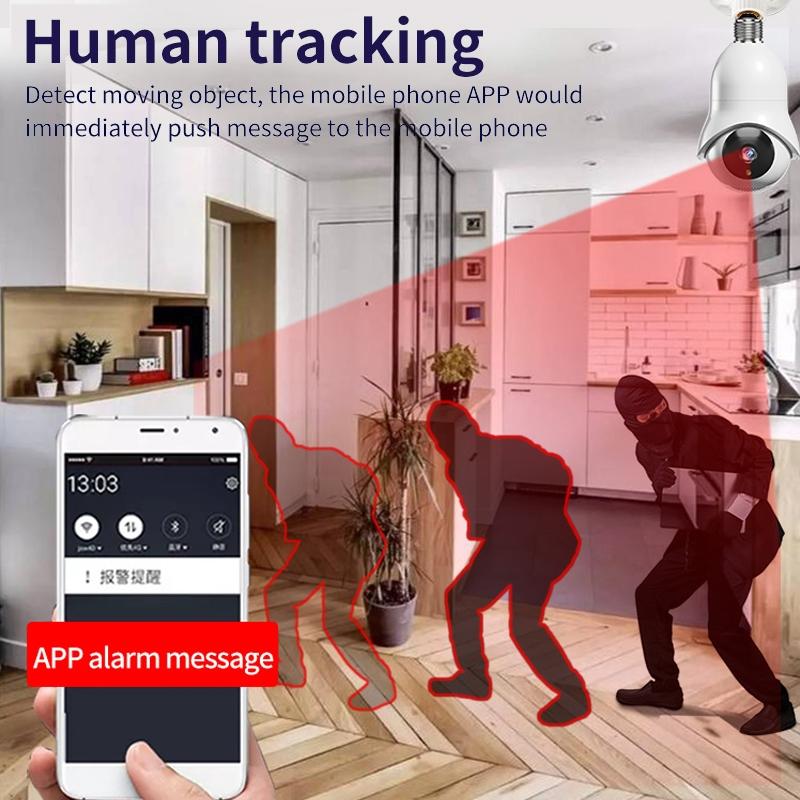 2.0Mp Wifi Light Bulb Camera With Motion Detection And Night Vision - White