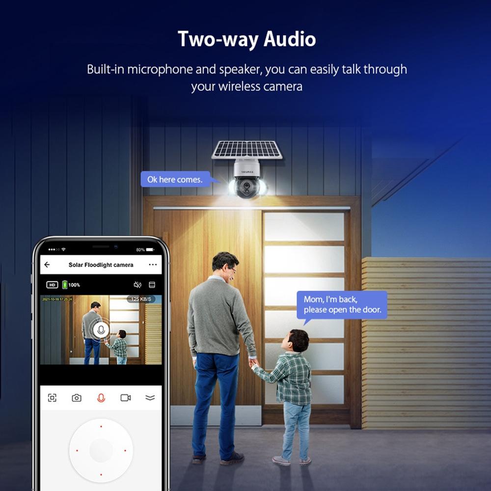 3Mp Solar Dome 4G Camera With Waterproof Ip66 Two-Way Audio Pir Motion Detection And Night Vision - Black