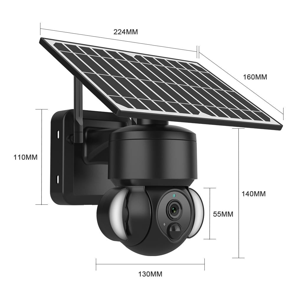 3Mp Solar Dome 4G Camera With Waterproof Ip66 Two-Way Audio Pir Motion Detection And Night Vision - Black