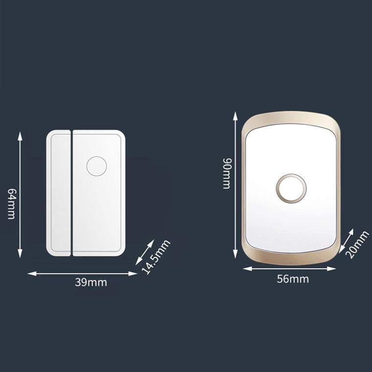 Smart Wireless Doorbell Alarm With 3 Split Type Door Sensors - Gold