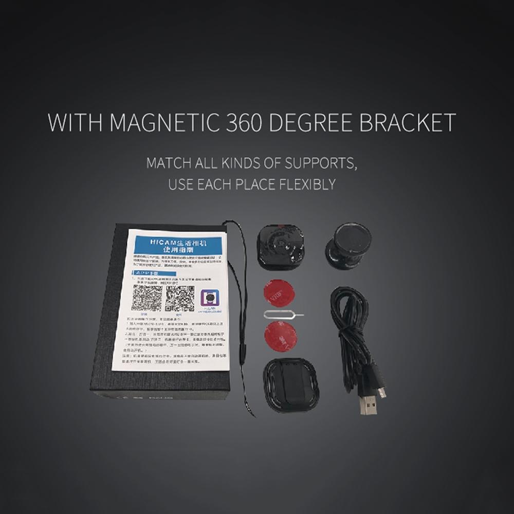 720P Mini Wearable Wifi Camera - 120 Degree Wide Angle - Black