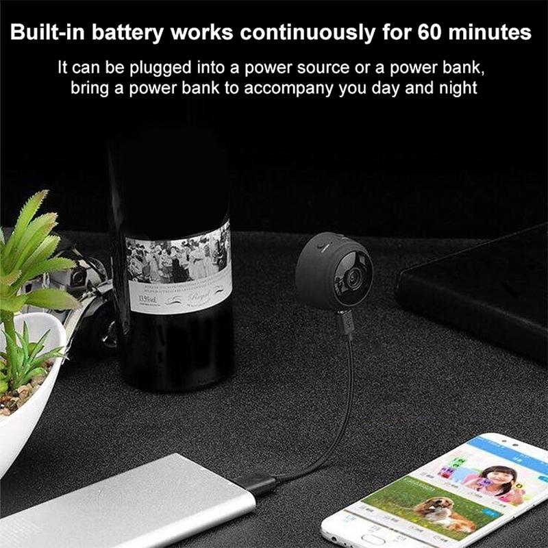 Wireless Network Camera With Wide-Angle Recording 720P Resolution - Black