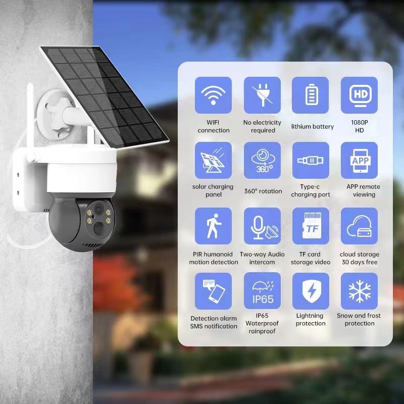Wireless Solar Camera - 2Mp Hd Ip66 Waterproof - Black