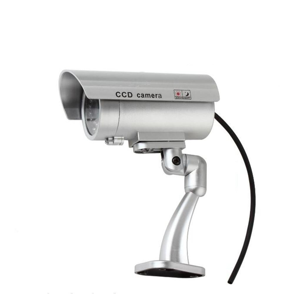 Realistic Dummy Cctv Camera With Flashing Led - Waterproof - Silver
