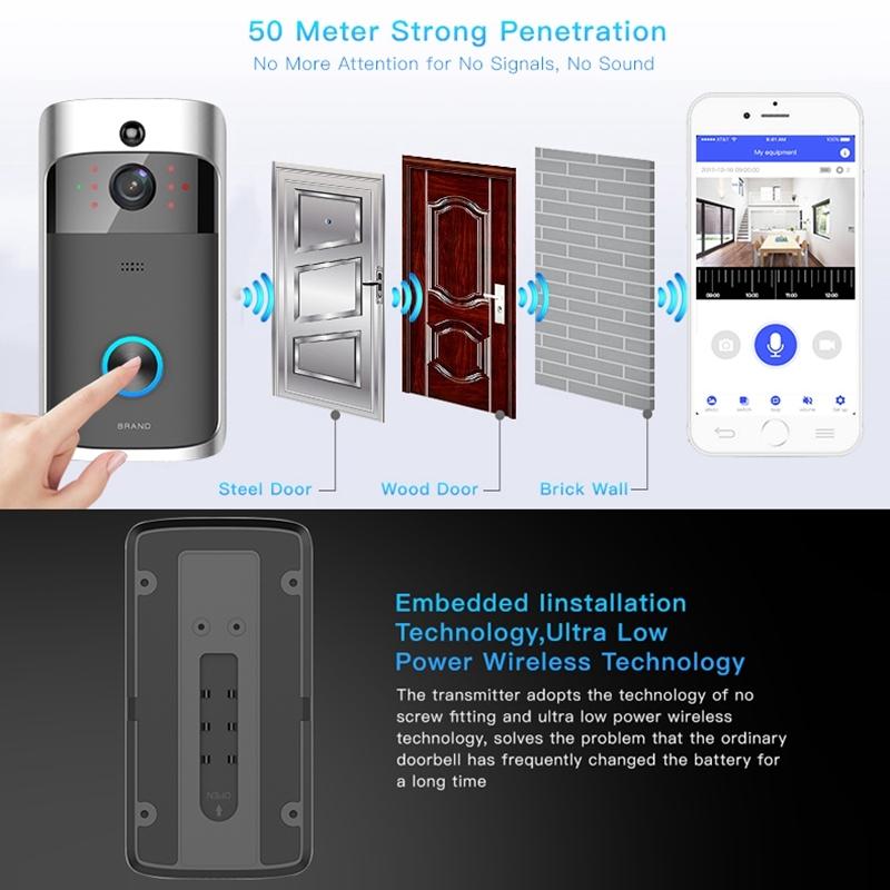 Smart Wifi Video Doorbell With Night Vision - Remote Monitoring
