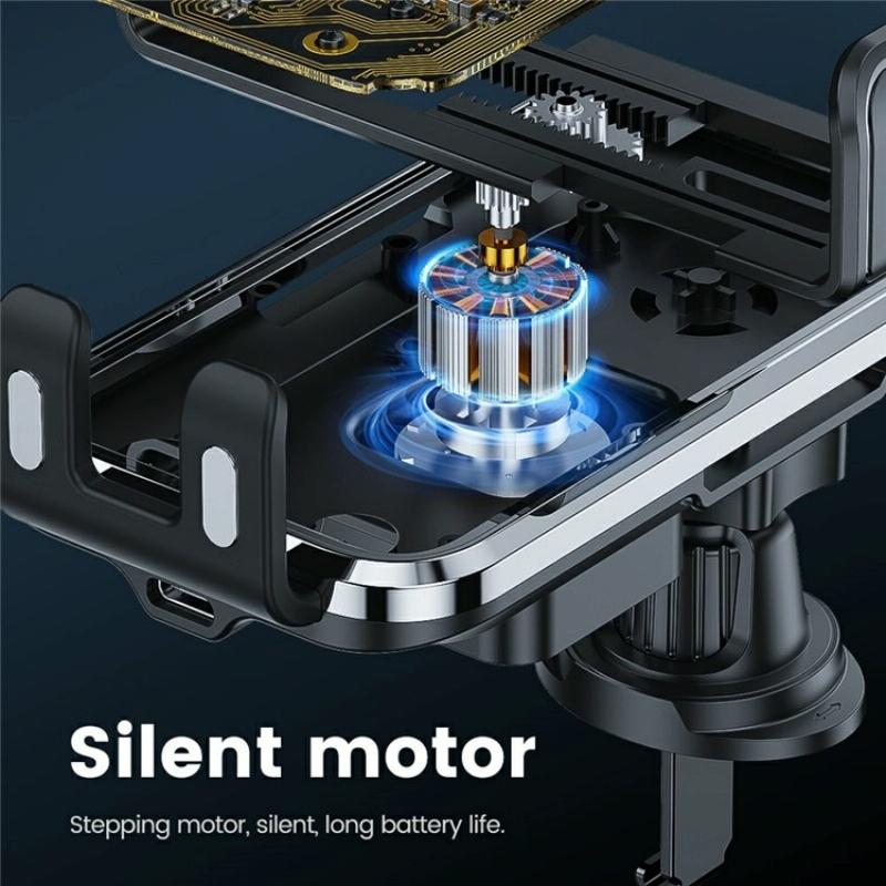 15w Fast Car Vent Wireless Charger with Intelligent Induction - Silver