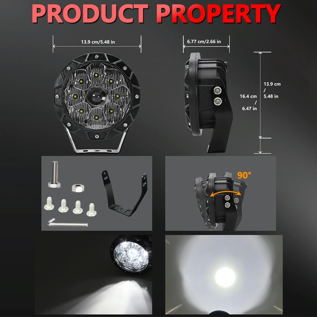 38W 4000Lm / 6000K Off - Road Vehicle Round Work Light - Yellow