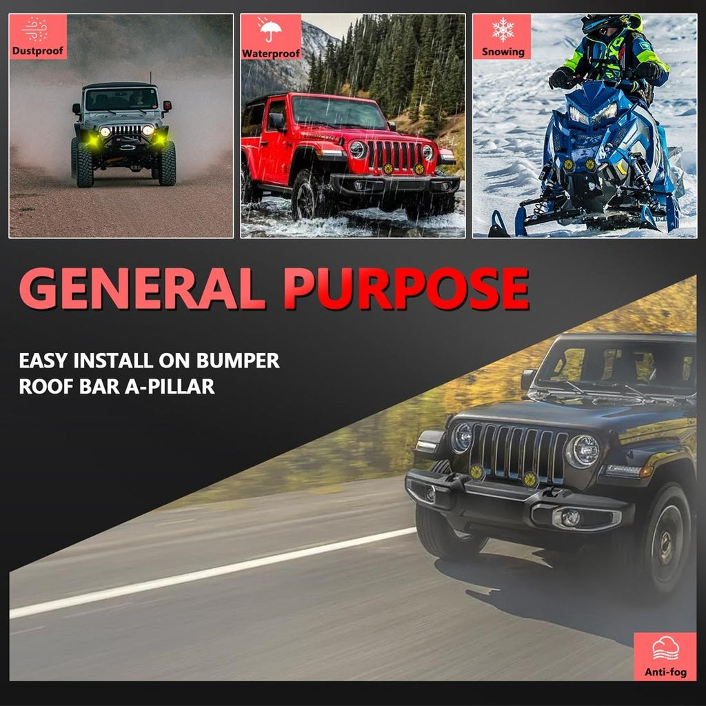 38W 4000Lm / 6000K Off - Road Vehicle Round Work Light - Yellow