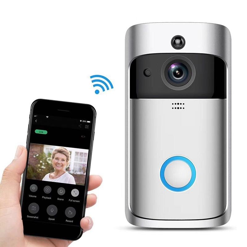 Smart Wifi Video Doorbell With Night Vision & Wide-Angle Camera - 720P Low Power Mobile Remote - Black