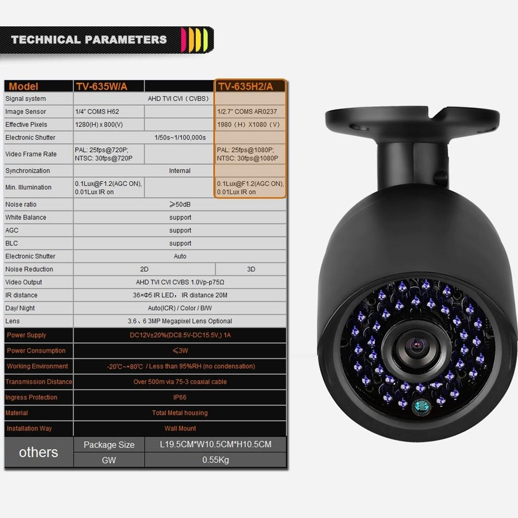 Waterproof Ahd Camera With 2Mp Sensor And Night Vision