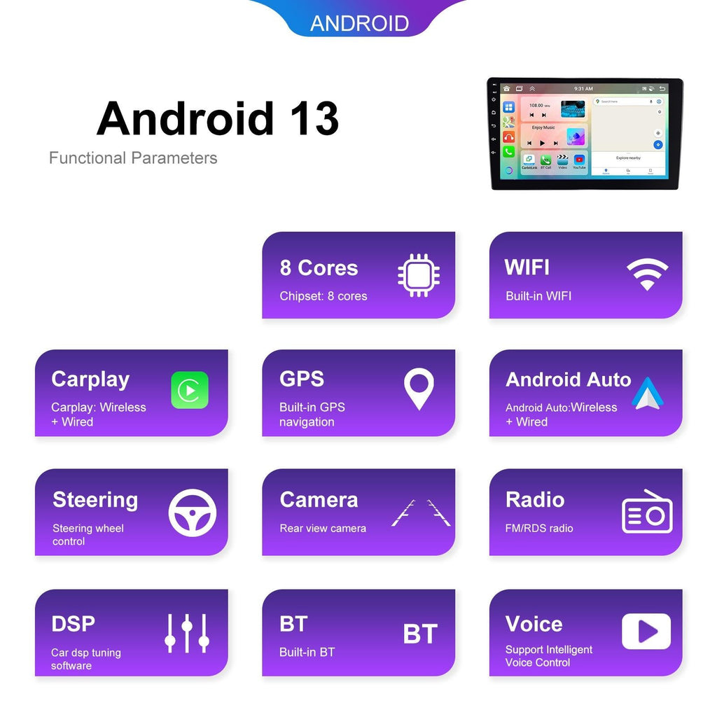 6 + 128G Android Car Bluetooth Player With Gps Navigation - Standard + Ahd Camera 10.1 Inch