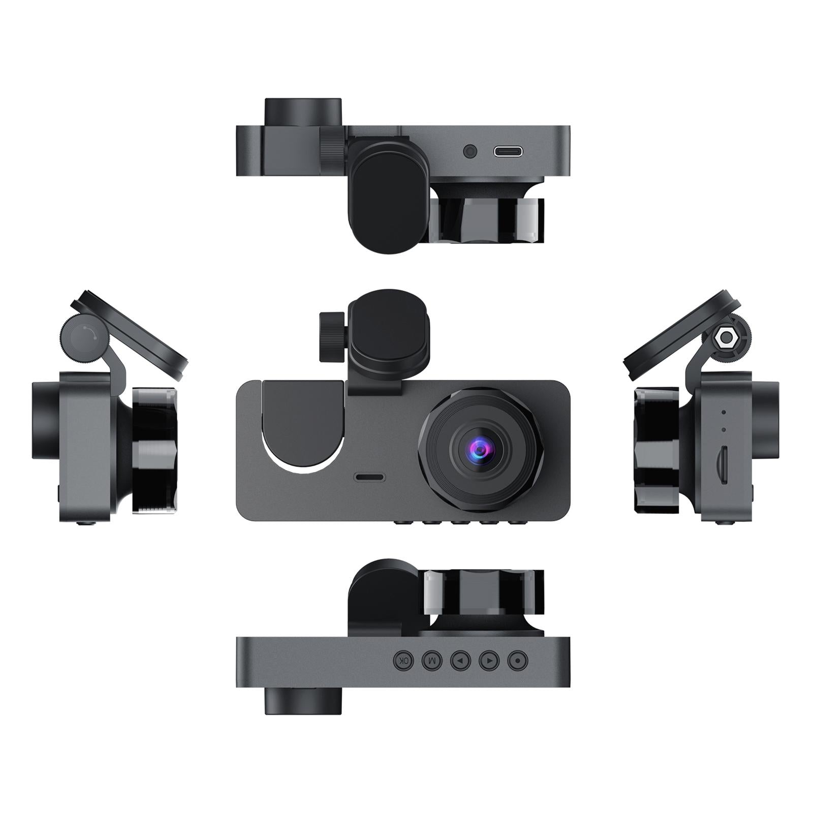 Black A2 Triple Lens Car Dash Camera Recorder