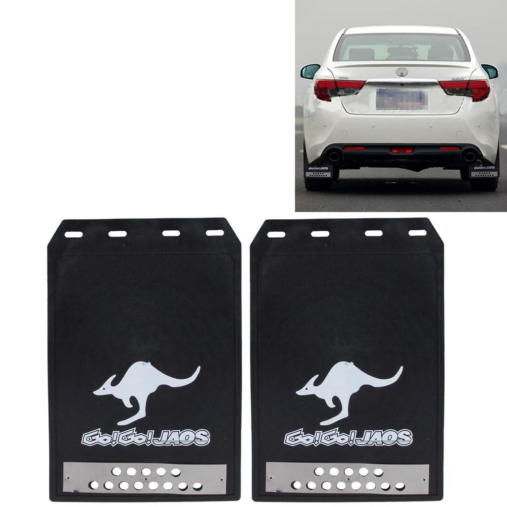2 Pcs Premium Heavy Duty Molded Splash Mud Flaps Auto Front And Rear Fender Guard Small Size Random Pattern Delivery - Black