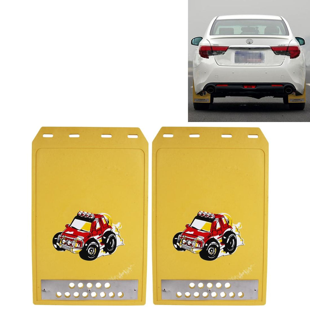2 Pcs Premium Heavy Duty Molded Splash Mud Flaps Auto Front And Rear Fender Guard Small Size Random Pattern Delivery - Black