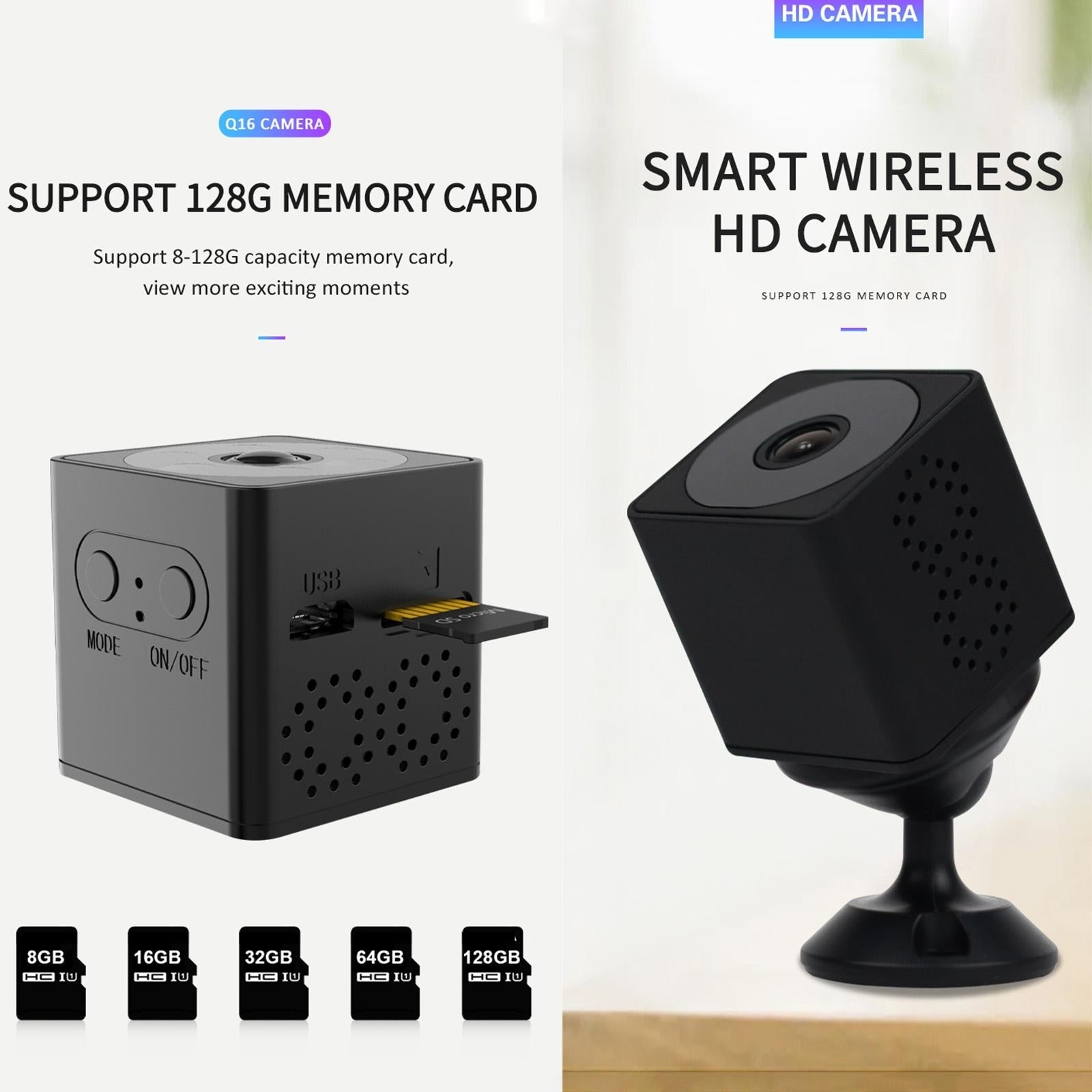 Mini Wifi Action Camera With Night Vision And Motion Detection - Black