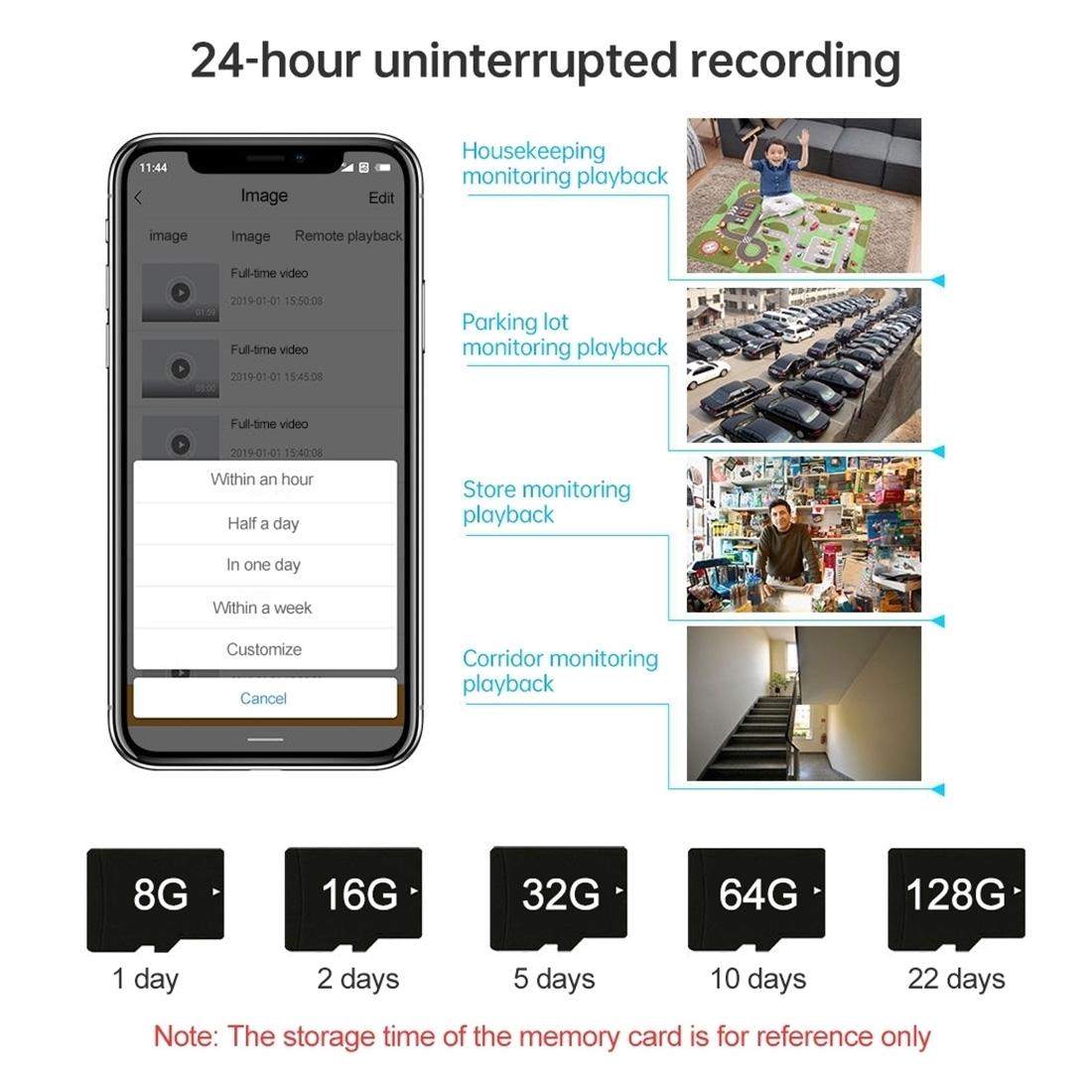 Mini Wifi Action Camera With Night Vision And Motion Detection - Black