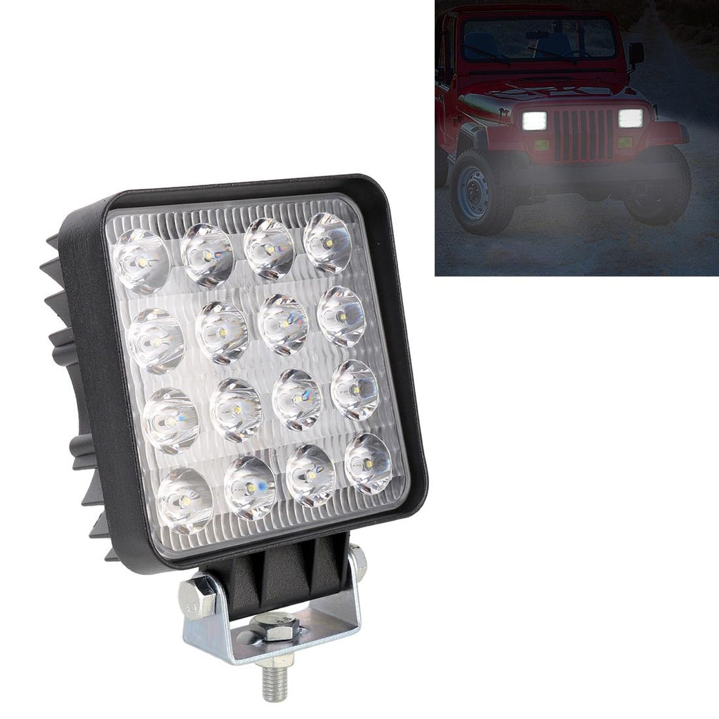 48W 4000Lm 16 Led White Light Condenser Engineering Lamp / Waterproof Ip67 Suvs Light Dc 10 - 30V Black
